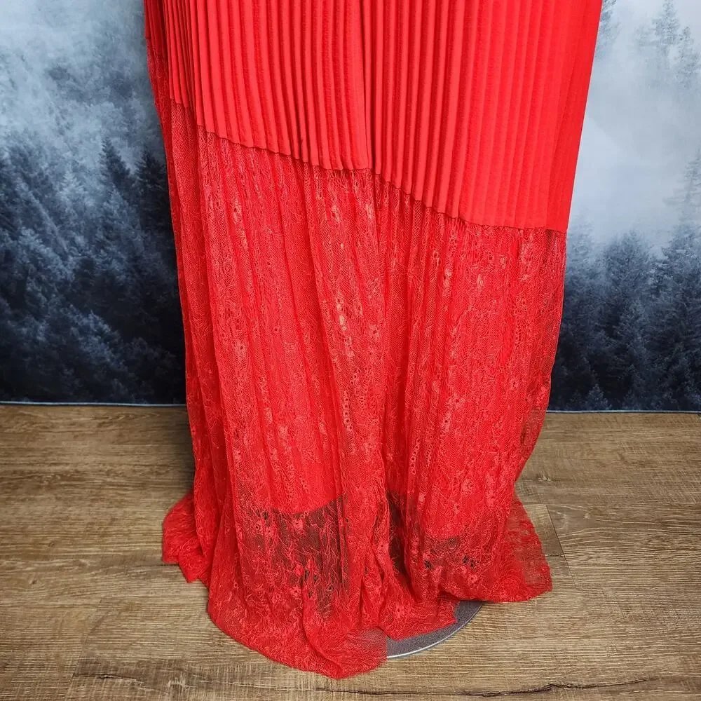 NWT Harlyn Pleated Mix Media Colorblock Evening Dress | Women's L